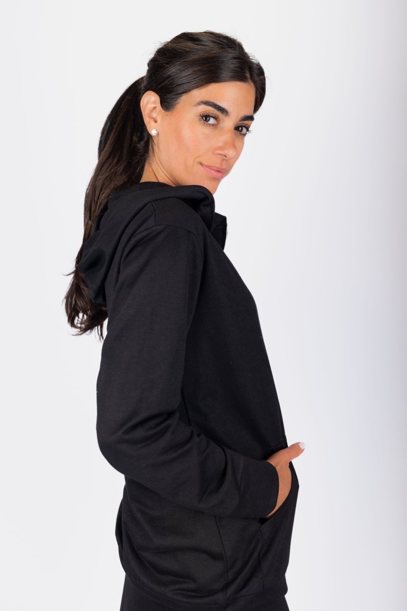 Zip - Up Cardigan (Black) - Top - Yakira Bella