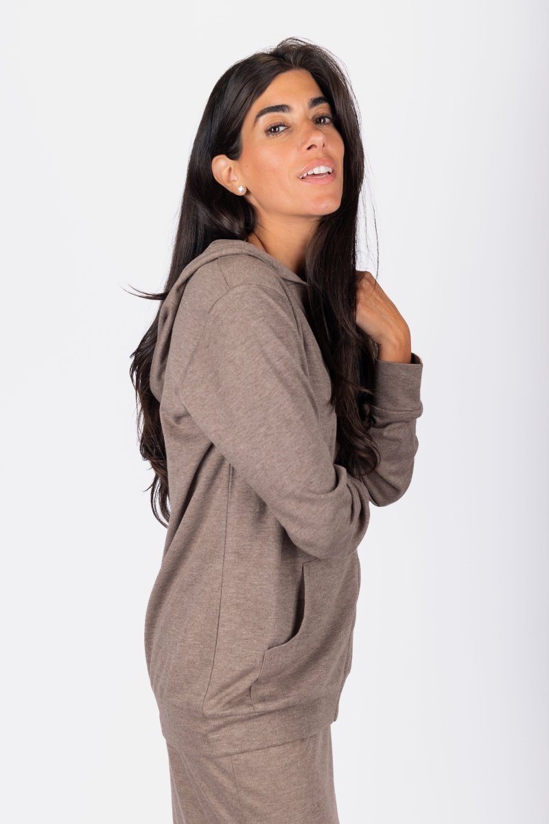 Zip - Up Cardigan (Brown) - Top - Yakira Bella