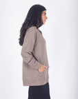 ZIP - UP CARDIGAN (BROWN) - Top - Yakira Bella