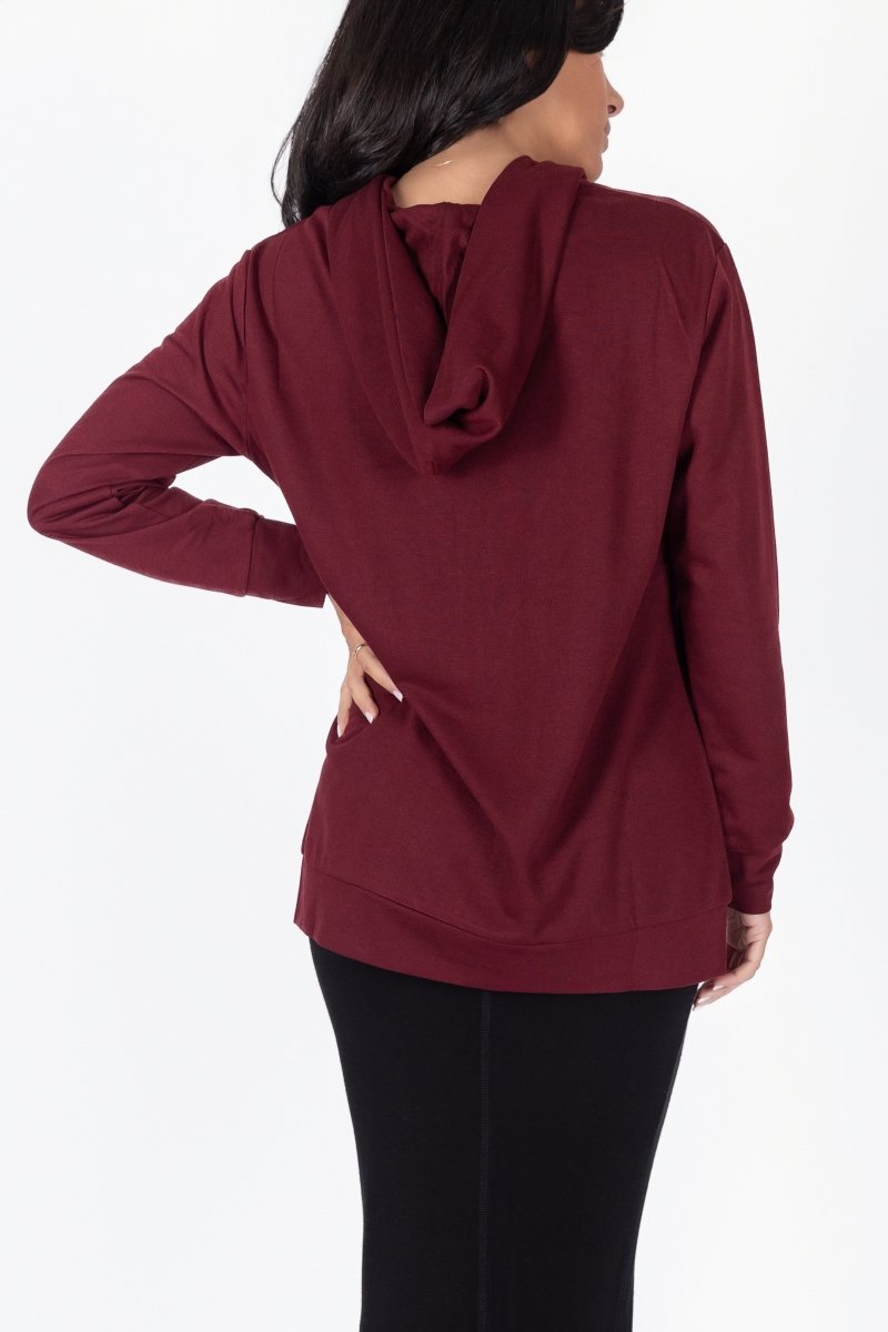 ZIP - UP CARDIGAN (BURGUNDY) - Top - Yakira Bella