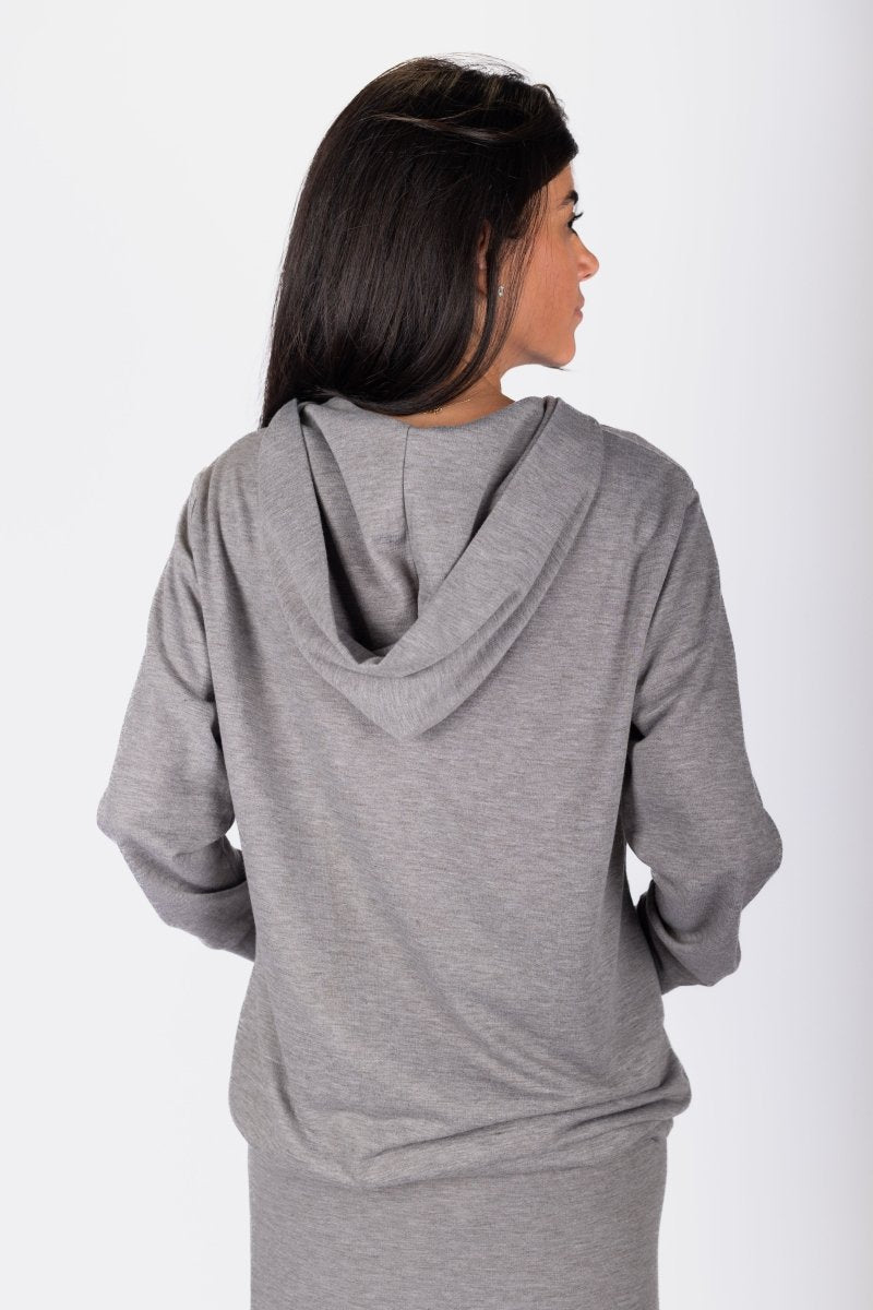 Zip - Up Cardigan (Grey) - Top - Yakira Bella
