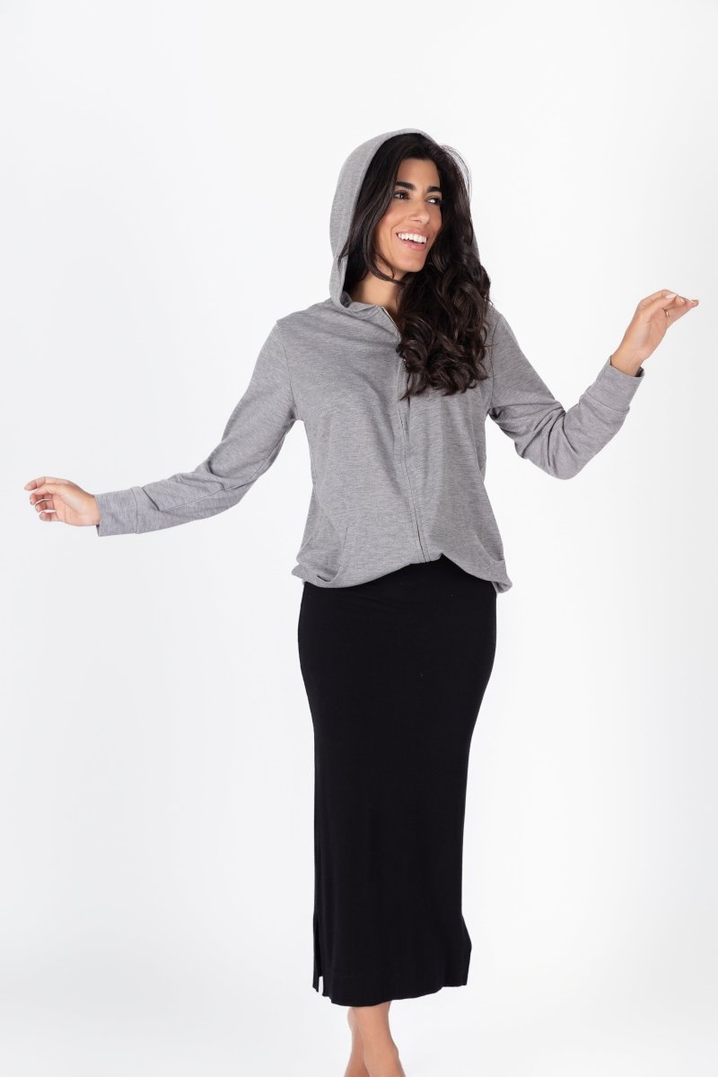 ZIP - UP CARDIGAN (GREY) - Top - Yakira Bella