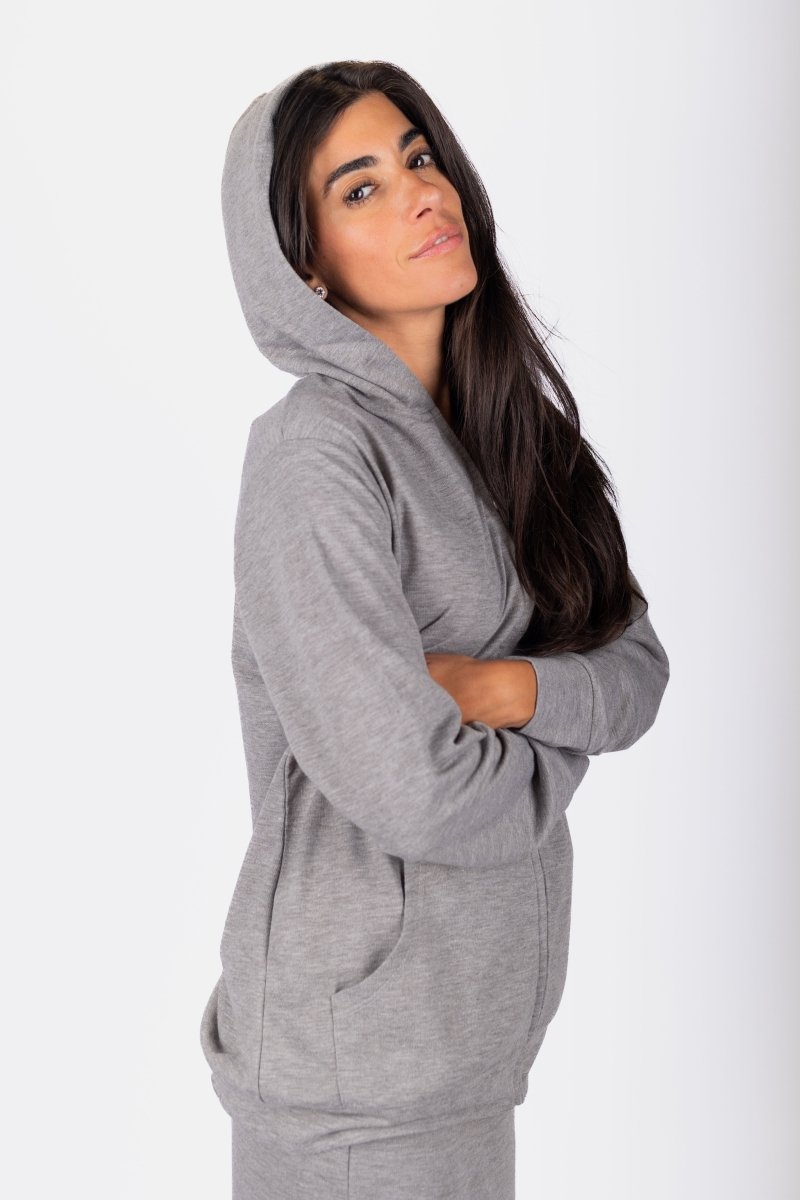 Zip - Up Cardigan (Grey) - Top - Yakira Bella