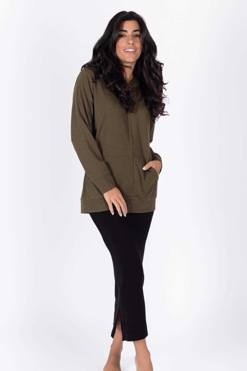 ZIP - UP CARDIGAN (OLIVE) - Top - Yakira Bella