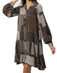 ALINA DRESS (Grey/Black/Pattern) 38"