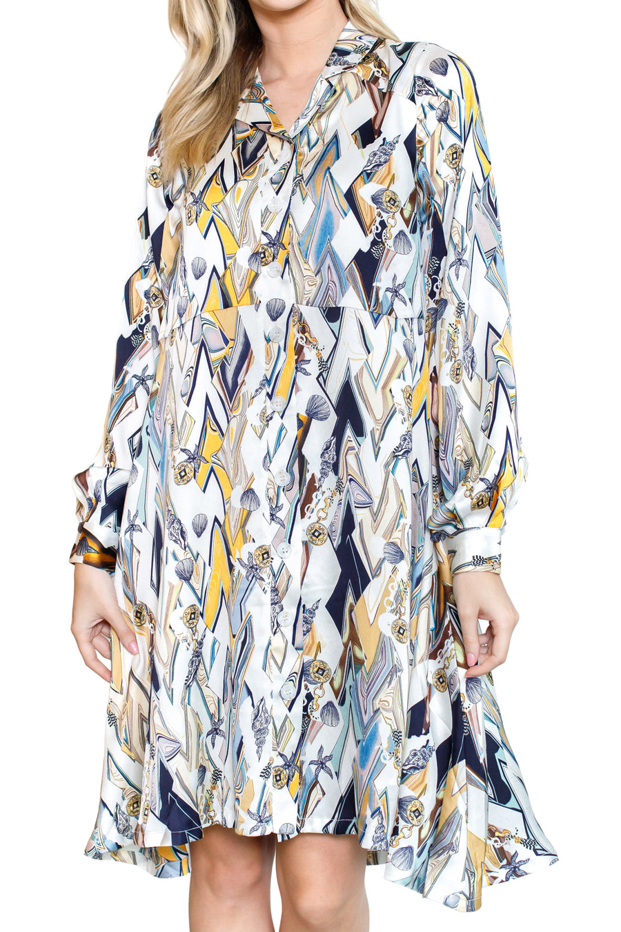 ALINA DRESS (Ivory/Gold) 35"